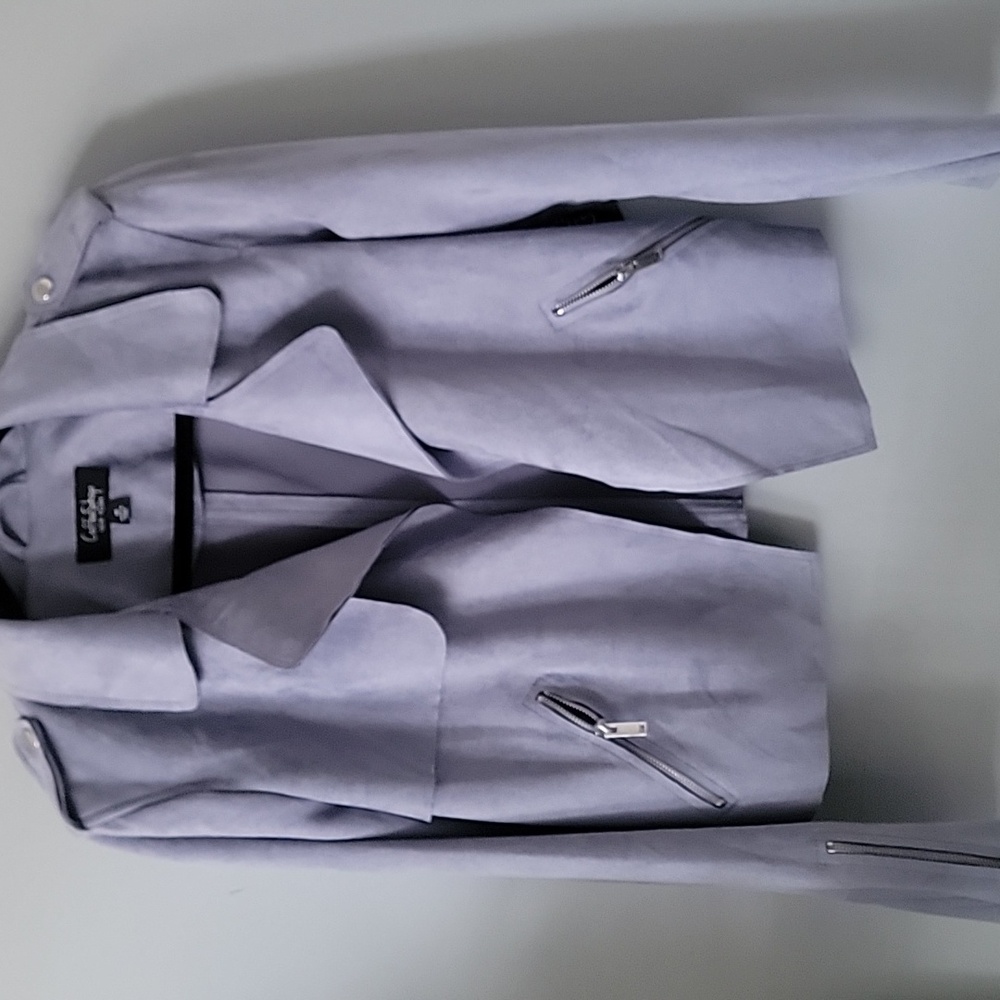New CoffeeShop Womens Medi Lavender Grey Suede Blazer - Picture 5 of 10